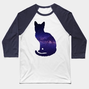 Galaxy Cat Silhouette Baseball T-Shirt